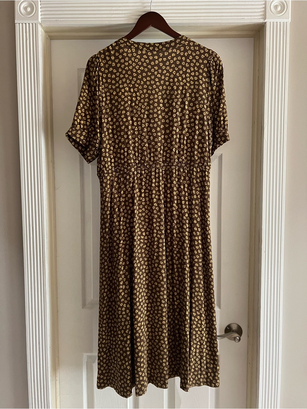 Madewell Button-Cuff Midi Dress in Woodcut Flowers Size 14 - Picture 5 of 11